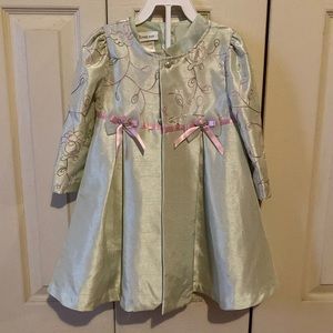 Toddler Bonnie Jean Green Dress and Coat Size 2T Fancy!